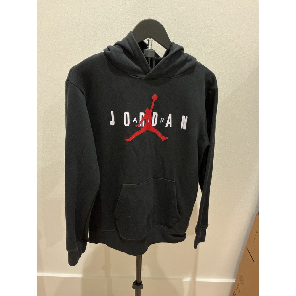 Jordan Boys Jumpman Logo Fleece Hoodie Black Red White XL 13-15 Years